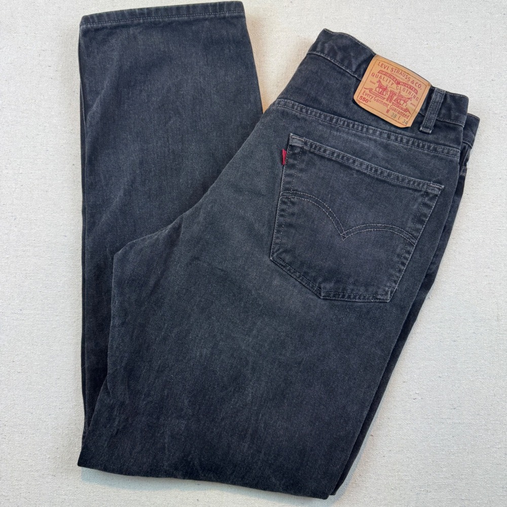 Levi's 38x34 550 Relaxed Fit Jeans Mens Black Vintage Denim Tapered Leg